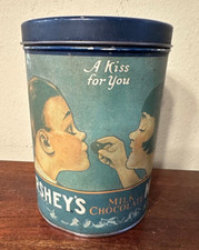 Vintage 1980 Hershey's Kisses Milk Chocolate Collectable Tin Can A Kiss For You