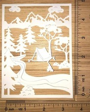   5 CAMPING  cardstock paper die cut embellishments scrapbook / card making