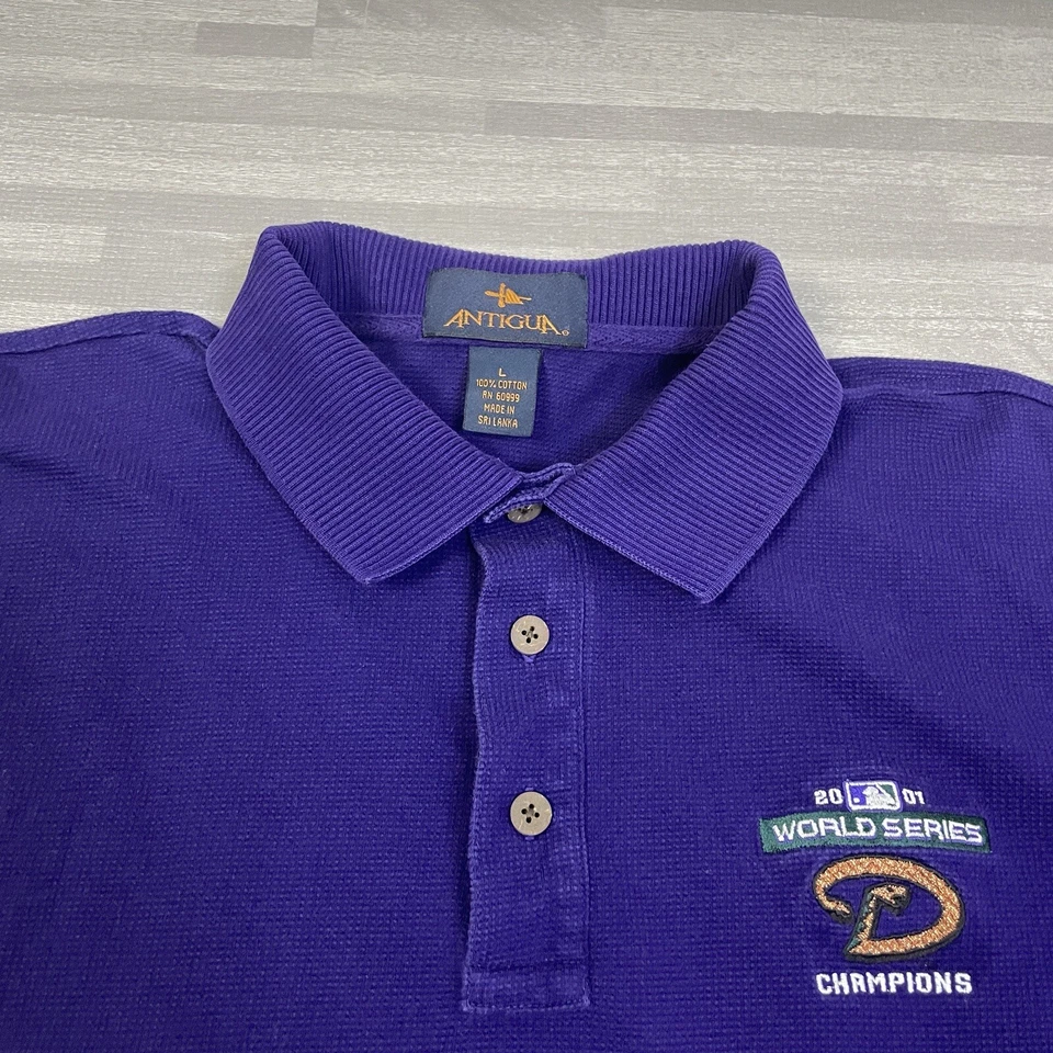 Vintage MLB Arizona Diamondbacks 2001 World Series Polo Shirt Mens Large Purple - Image 3 of 4