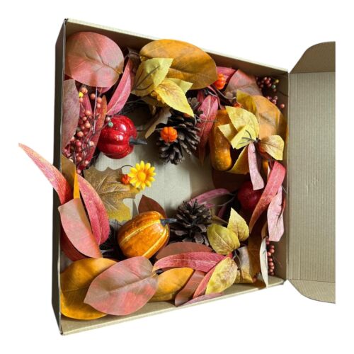 Fall Wreath for Front Door, Sunvissh 24 In Large Pumpkin Harvest Wreath Berries - Picture 2 of 5