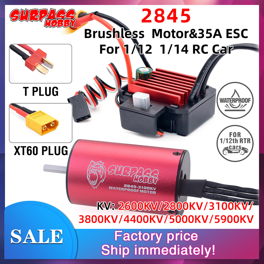 2430 7200KV Brushless Motor & 25A ESC Combo For 1/18 RC Cars & Boats - Sensorless 4-Pole Power System