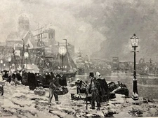 Antique Illustration 1893 Motif Sua Amsterdam Harbour Ship Art Print Woodblock Print