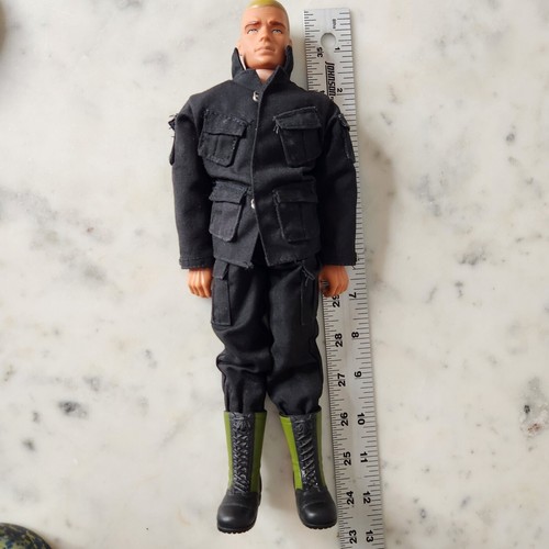 Vintage Action Figure 12 inch Military Soldier Black Uniform Boots - Picture 3 of 7