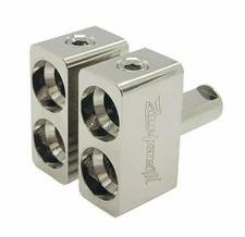 Pair of ILL Customz Dual 1/0 AWG to 1/0 0 Gauge Offset Amp Inputs