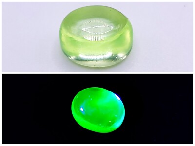 ② uranium7　806045 Fluorescent Green Spinel Cabochon Lab-Created 13x11mm UV Uranium