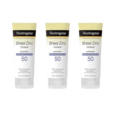 Sheer Zinc Oxide Mineral Sunscreen Lotion SPF 50, 3 Fl. Oz, Pack of 3