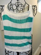 Green  White Stripe Crop Sweater - Size M - New