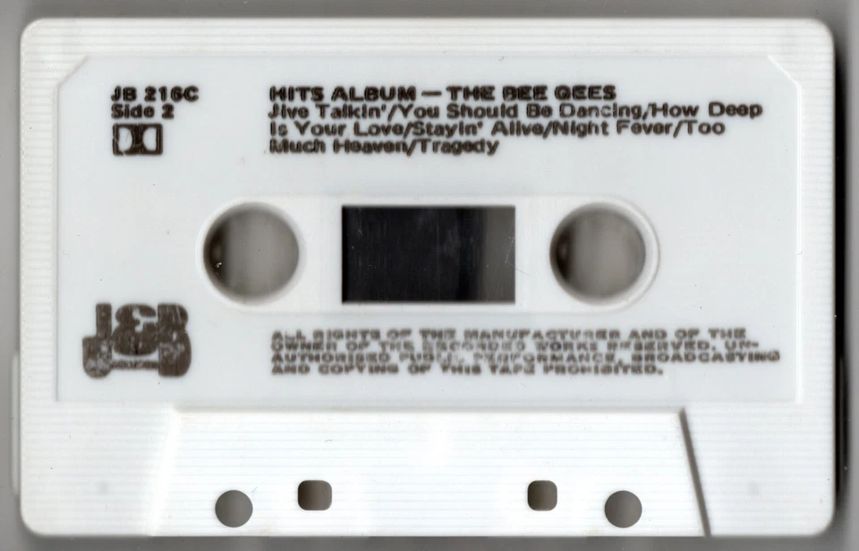 1985 MUSIC AUDIO CASSETTE TAPE [ALBUM: HITS ALBUM] GROUP: THE BEE GEES (J&B) - Image 4 of 4