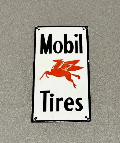 VINTAGE 12” MOBIL PEGASUS GARGOYLE PORCELAIN SIGN CAR GAS TRUCK GASOLINE OIL