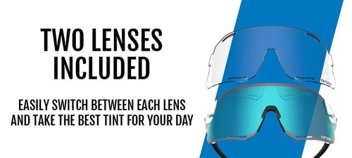 Tifosi Optics RAIL Race Sunglasses Matte White Frame - 2 Interchangeable Lenses - Picture 3 of 6