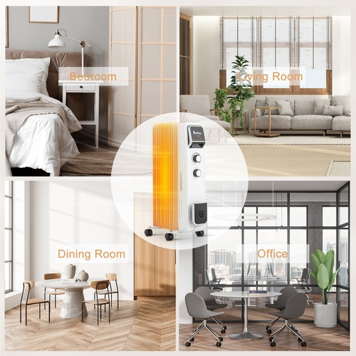 1500W Oil Filled Heater Portable Radiator Space Heater w/ Adjustable Thermostat - Picture 10 of 12
