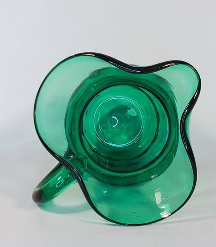 Pilgrim Glass Pitcher Green Hand Blown Glass 5 inches Tall - Picture 5 of 7