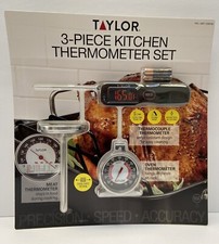 Taylor 3-Piece Kitchen Meat Thermometer Set Rapid Response Thermocouple Holidays