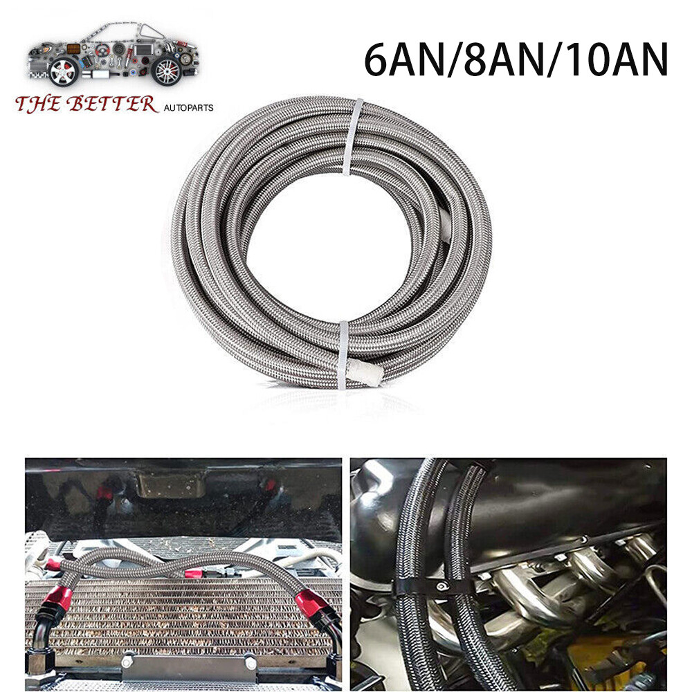 6AN/8AN10AN Universal Braided Stainless Steel PTFE TEFLON Oil Fuel Gas Line Hose