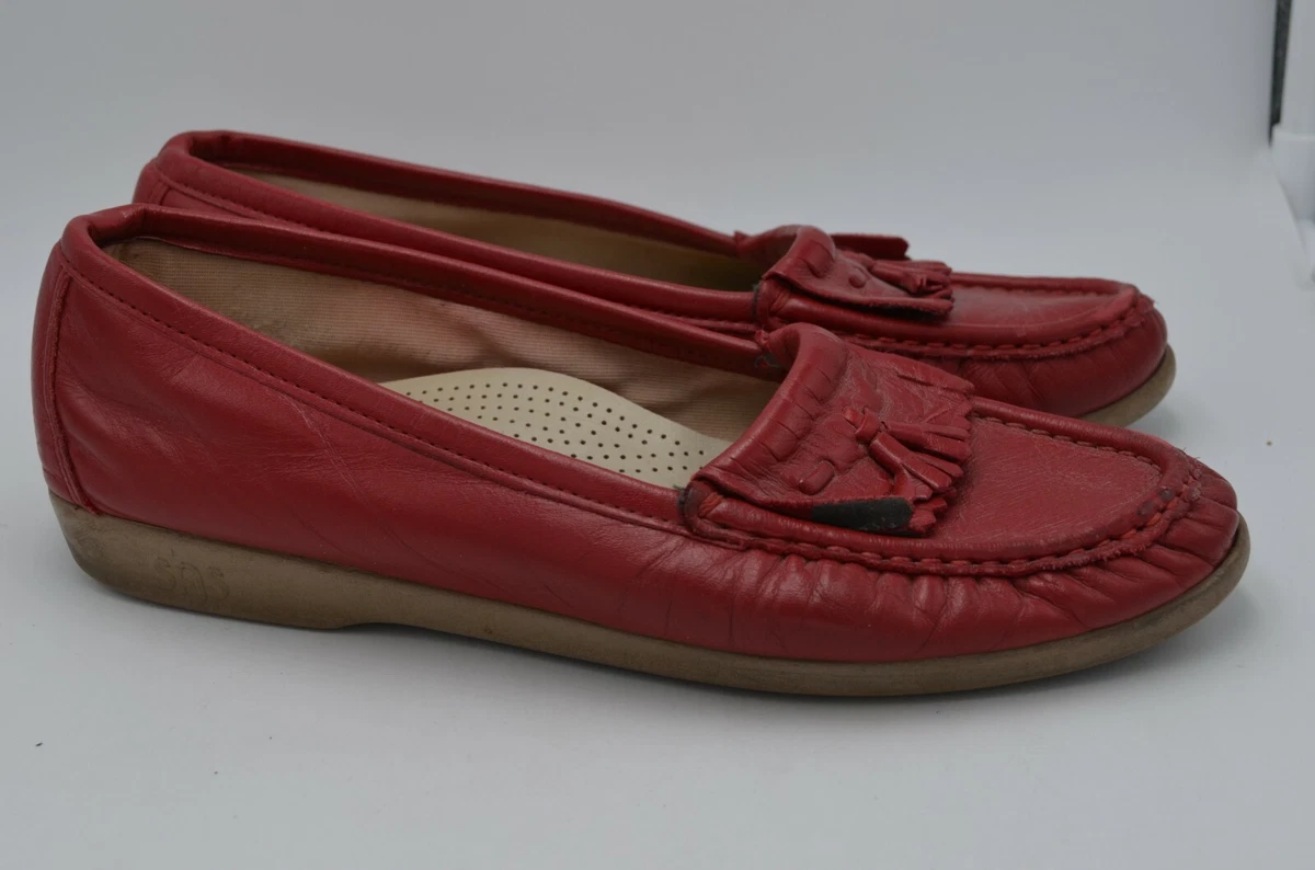 SAS Shoes Wpmans 7.5 Slip On Tassel Loafers Red