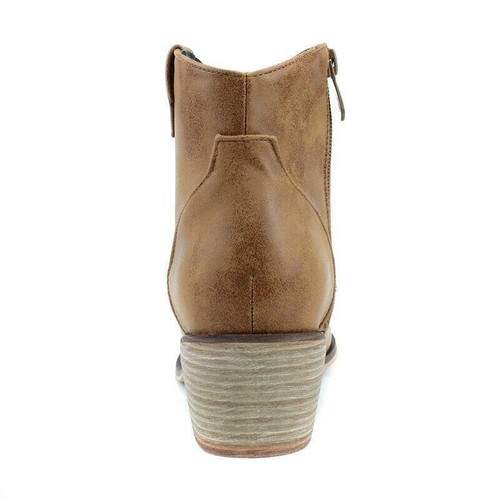 Womens Western Mid Heels Zip Up Ankle Boots Ladies Cowgirl Cowboy Winter Booties - 第 4/15 張圖片