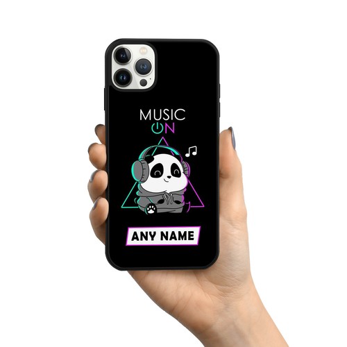 Custodia telefono panda musica carina nome personalizzata iPhone Samsung Kawaii regalo - Foto 4 di 10
