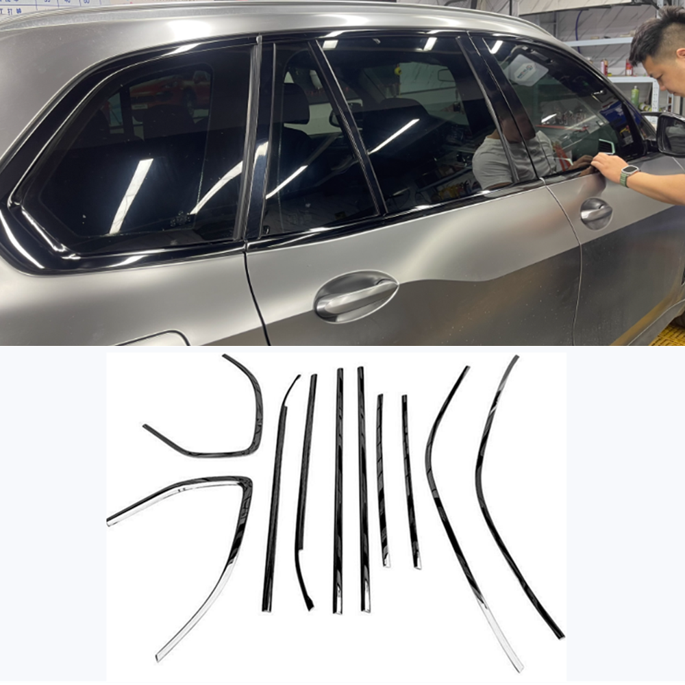 For BMW X5 14-18 Window Full Complete Around Cover Trim Black Steel Accessories