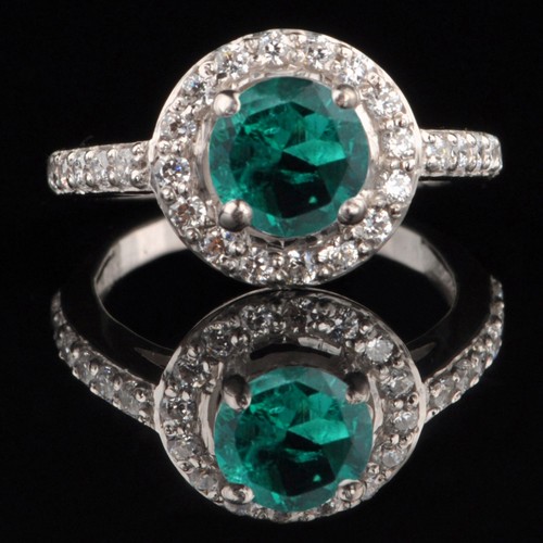 Anello 1,40 ct smeraldo verde zambia naturale certificato IGI diamante in oro 14 kt - Foto 5 di 8