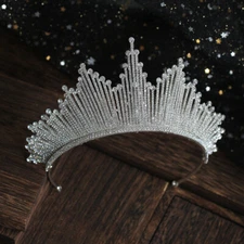 7.5cm Tall Large Crystal Tiara Crown Wedding Bridal Queen Princess  For Women