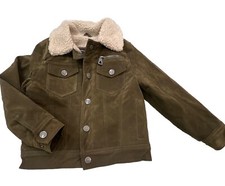 Urban Republic Girls Size M 5/6 Olive Green Suede-like Jacket Snaps Pockets