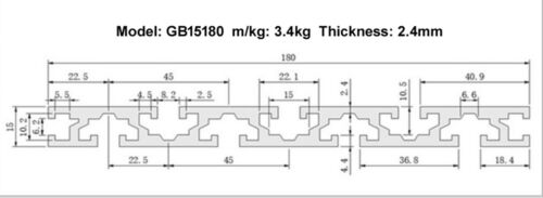 15180 Aluminum Profile Extrusion 450mm Length CNC Parts Anodized Linear Rail DIY - Picture 2 of 4