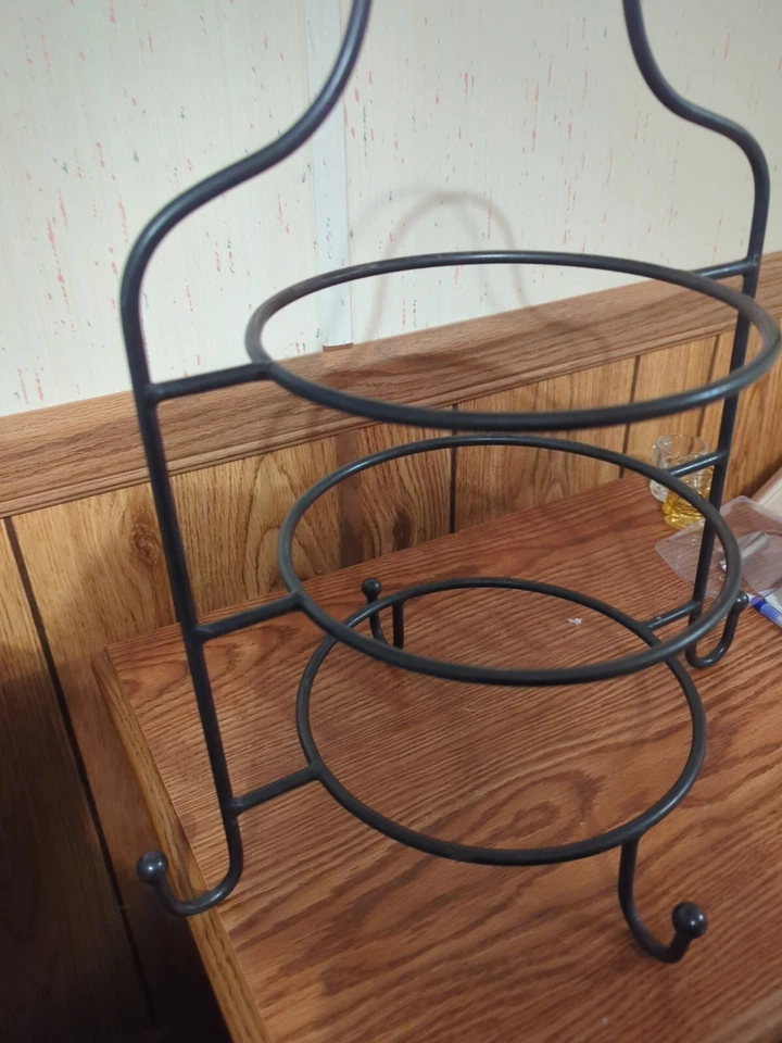 VNG Metal Dessert Plate Display Stand 3 Tier Server 16” Holds 3 Plates Bowls  - Image 3 of 4