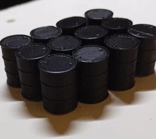12 pcs   O Gauge 1:48 scale 3D printed  55 Gal. drums Hi detailed SEE PHOTOS BLK