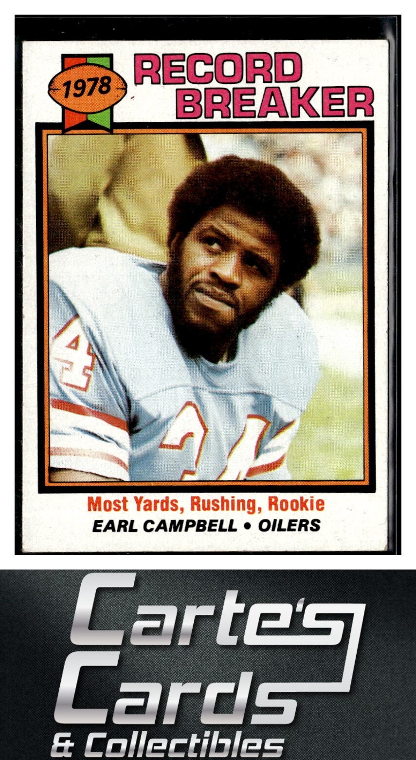Earl Campbell 1979 Topps #331 Cream Colored Back Oilers Record Breaker RC HOF