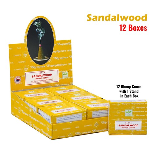 12-Pack SATYA Incense Cones Dhoop Cone Sandalwood White Sage Dragon's Blood - Picture 7 of 17