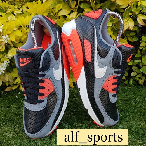 ❤ Scarpe da ginnastica Nike ® Air Max 90 "Infrared Carbon Fiber" nuove con etichette e autentiche taglia UK 10 - Foto 13 di 19