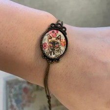 Cat Lover's Bracelet with Cat Illustration - Unique  Elegant