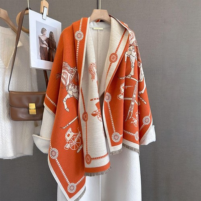 #ad Autumn Winter Pashmina Elegant Horse Print Shawl Wrap Women Luxury Cashmere Scar $35.99