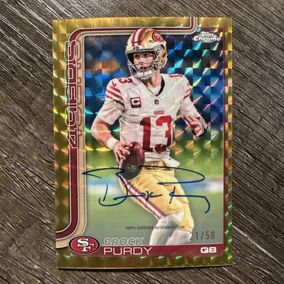 Brock Purdy 2025 Topps Chrome #BA-BP Gold Geometric Auto 21/50 On-Card 49ers