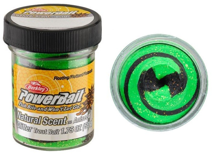 Наживка для форели Berkley Powerbait с натуральным ароматом 50 г Anise Swirl Spring Green Black Fo 2590₽
