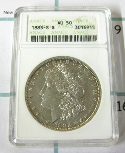 1883-S Morgan Silver Dollar ANACS AU 50 - Original Vintage Holder