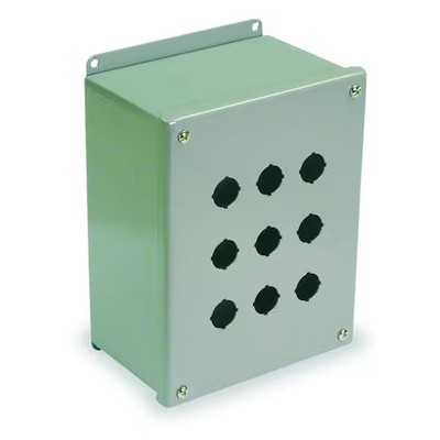 Wiegmann Pbgx9 Pushbutton Enclosure, 22Mm, 9 Holes, Steel