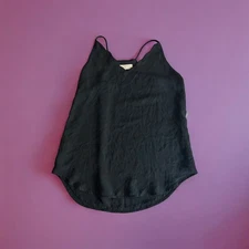 Loft Women XXS Black Cami Top Pullover Plunge Neck Sleeveless 100% Polyester