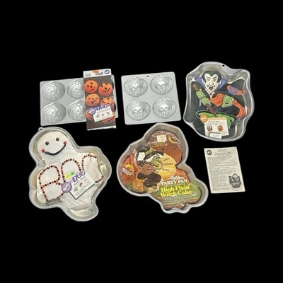 VTG Wilton Cake Pan - Lot of 5 - Halloween - Pumpkin Dracula Ghost Witch Monster