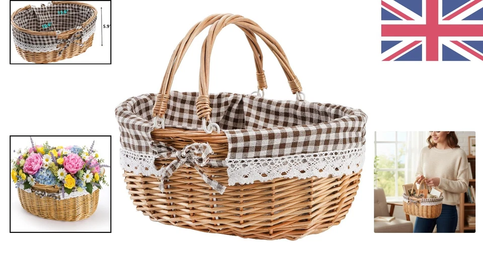 Elegant Handmade Wicker Picnic Basket with Double Handles for Outdoor Gatherings - Image 2 of 4