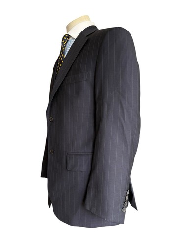 Traje a rayas azul marino DAKS 40S/W34S para hombre viaje de negocios ciudad - Imagen 6 de 14
