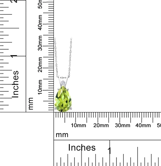 925 Sterling Silver Pear Cut Green Peridot and White Topaz Teardrop Pendant - Image 4 of 4