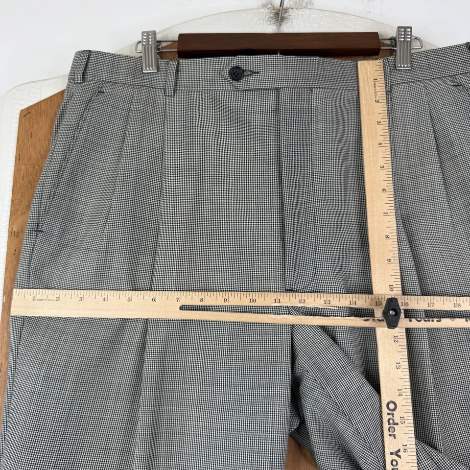 Pantalones Brooks Brothers Para Hombre 38x31 Gris Pata de Gallo Vestido Pantalones Lana Plisada 346 Foto 4 de 4