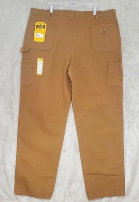 Carhartt Mens Utility Work Pants 44x36 Big Loose Fit Washed Duck Canvas BRN NWT