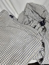 Nautica Blue Tan Check Twin Sheet Set Fitted And Flat EUC