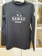 Rip Curl Hawaii UV Tee UPF 50 Rash Guard Sz Large L Black Performance Fit, NWT