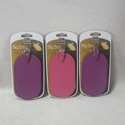 Go Reise Gepäck & Kofferanhänger PU Big Bag Anhänger Case Pink & 2 Lila skuMR