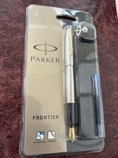 Parker Frontier Flighter Fountain Pen Steel, GT 2008 Made UK Sealed Package NOS