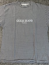 Vintage 90s Guess Jeans Black White Striped Small T-Shirt Georges Marciano USA