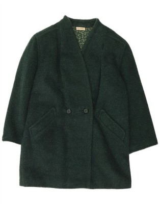ELENA MIRO Womens Double Breasted Coat UK 14 Large Green Wool PX15
